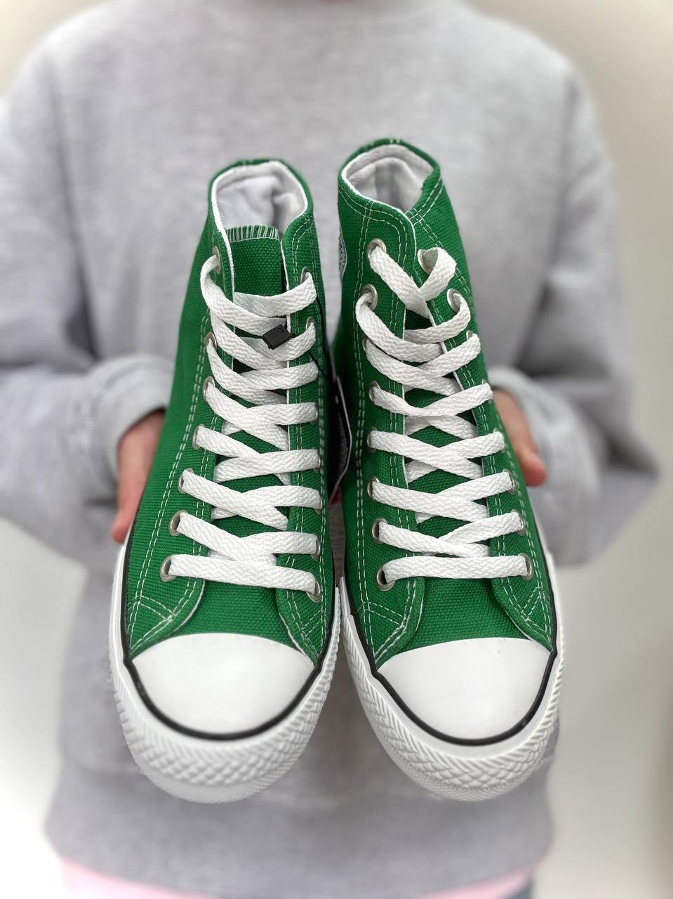 Жіночі високі кеди Converse All Star Стильні, зелені, фото 1