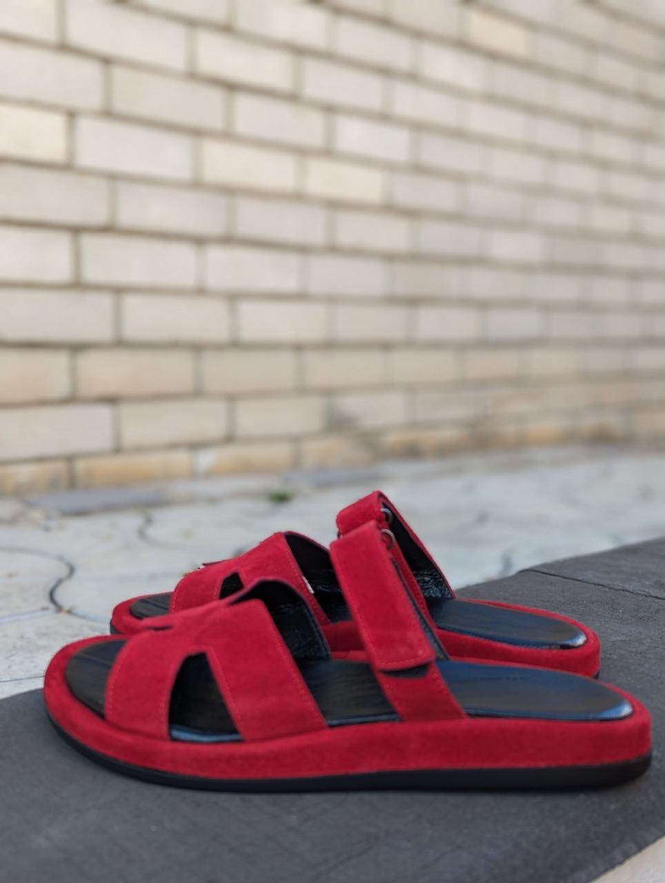 STTOPA Розміри 43-28 см. Шльопанці великих розмірів шкіряні. 438-4045-1 Червоні, фото 1