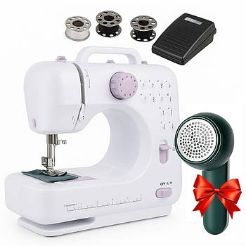 Швейна машинка 12в1 FHSM-505 + Подарунок Машинка для видалення катишок SR-267 / Портативна міні-швейна машинка