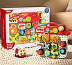Бізіборд для малюків Розвивальна дитяча дошка монтессорі і машинка конструктор шестерні брязкальця світло звук, фото 2