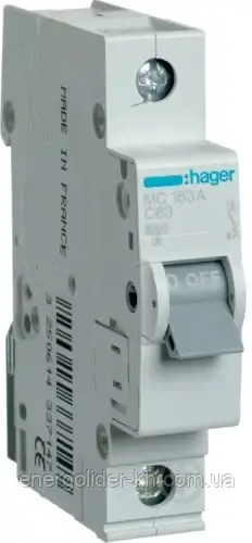 Автоматичний вимикач 1P 6kA С-63A 1M, фото 1