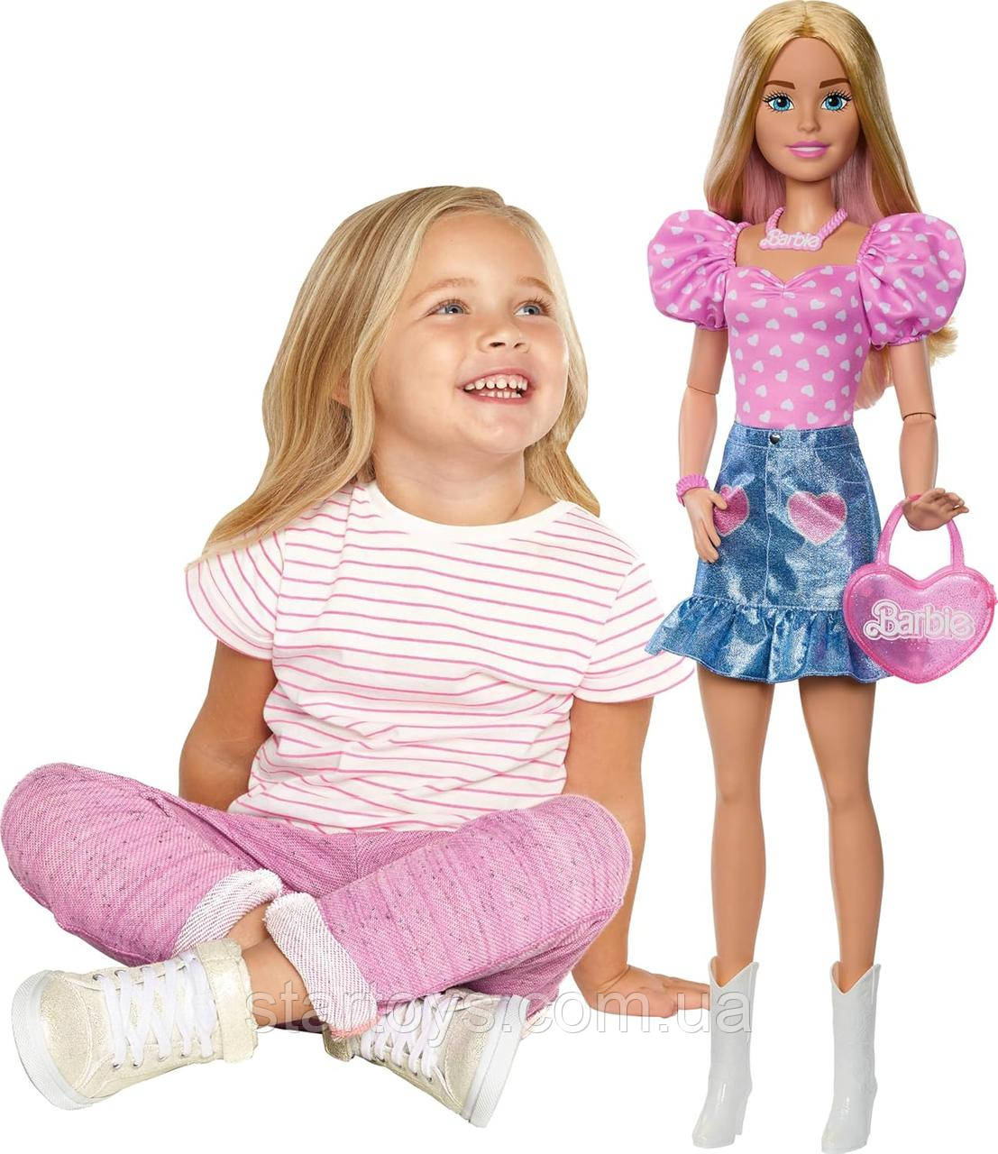 Лялька Барбі Висока блондинка із сумочкою 71см Barbie 28-in Blonde Fashion Doll HYT84