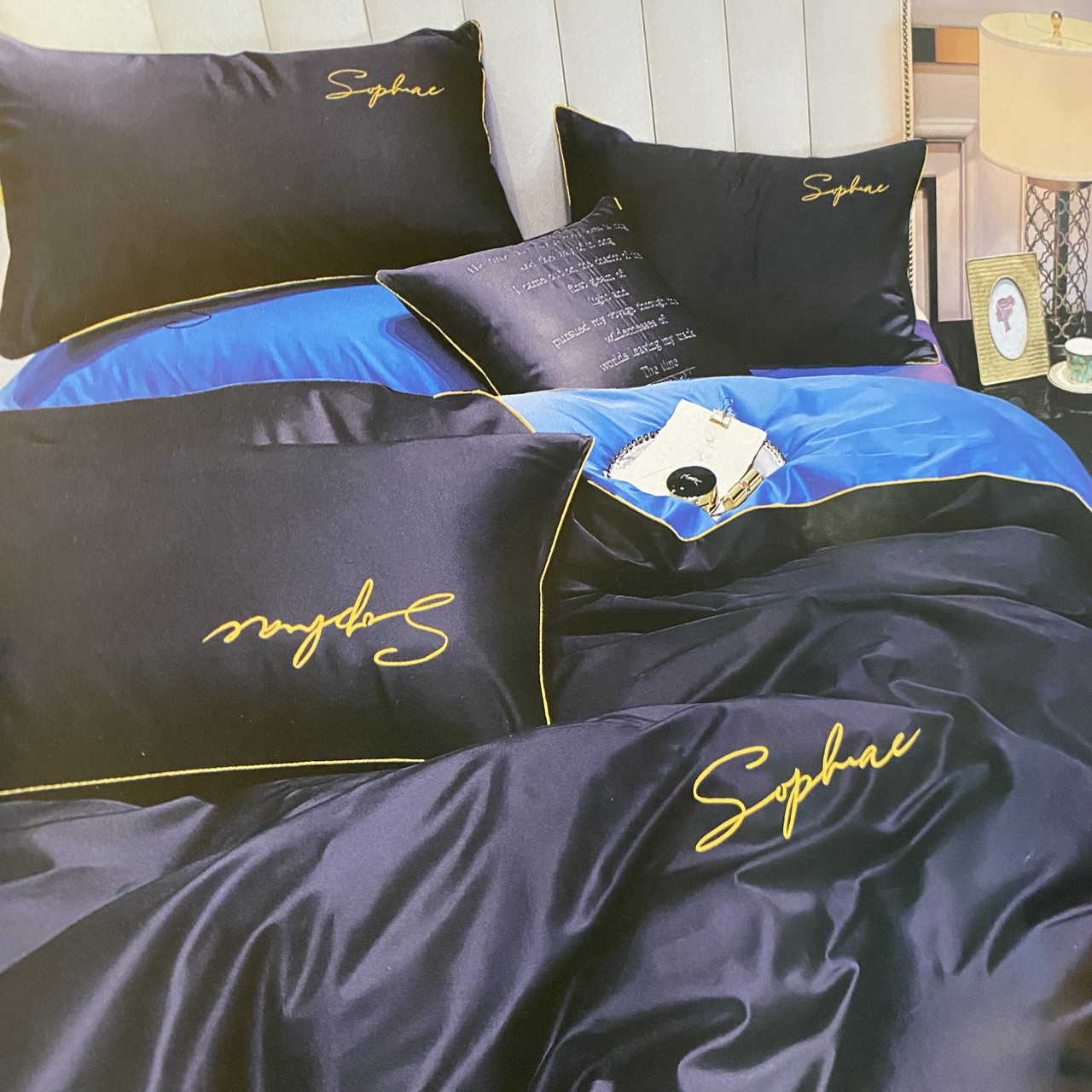 Плуторна сатинова постільна білизна високої якості, розмір півтораспальний, фото 1