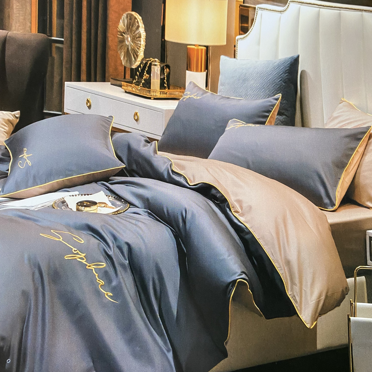 Плуторна сатинова постільна білизна високої якості, розмір півтораспальний, фото 1