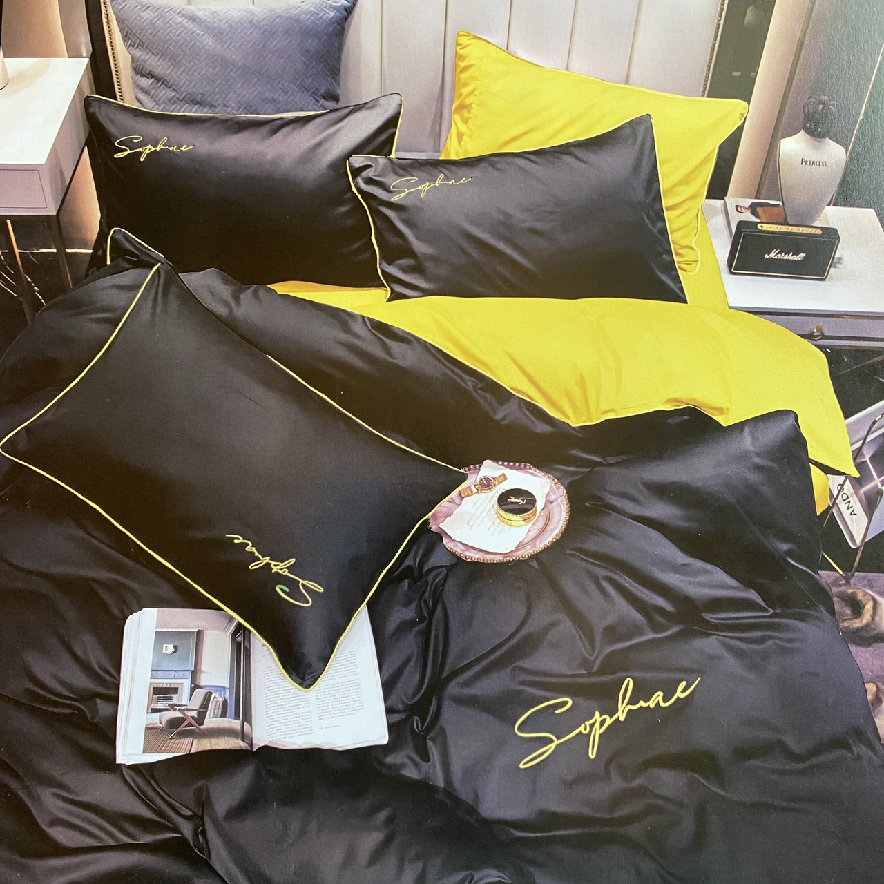 Готовий двоспальний комплект сатинової постільної білизни високої якості Розмір 2.0, фото 1