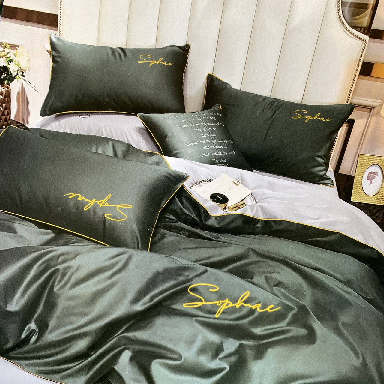 Плуторна сатинова постільна білизна високої якості, розмір півтораспальний, фото 1