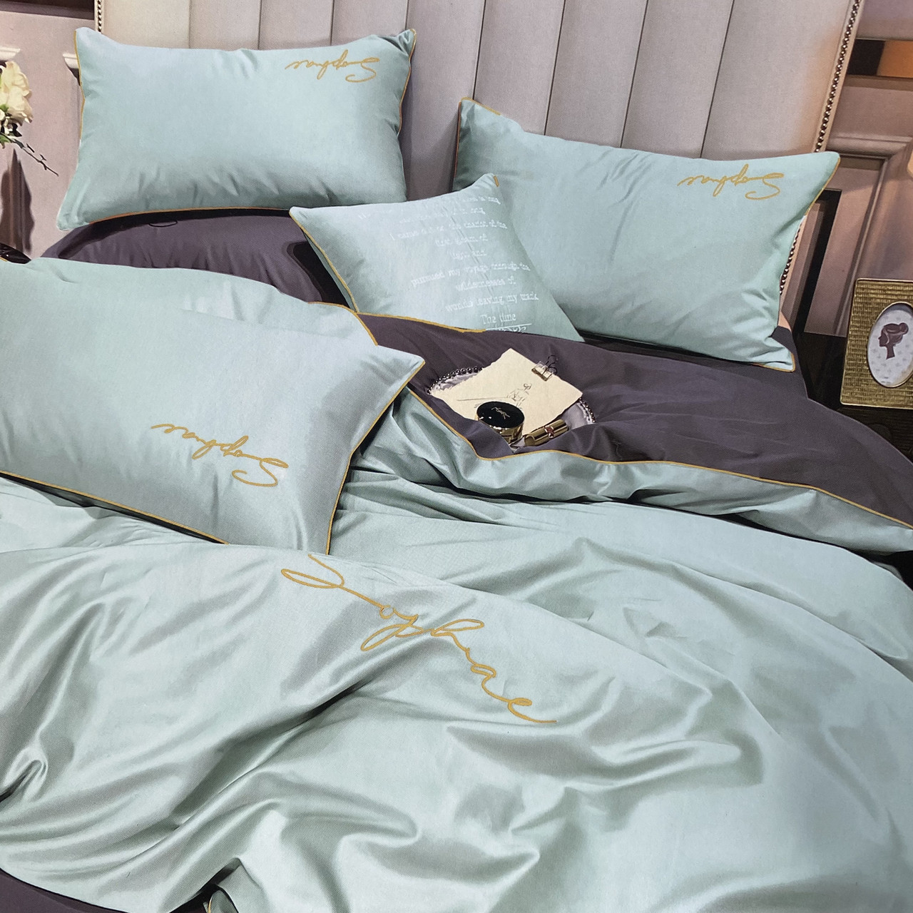 Плуторна сатинова постільна білизна високої якості, розмір півтораспальний, фото 1