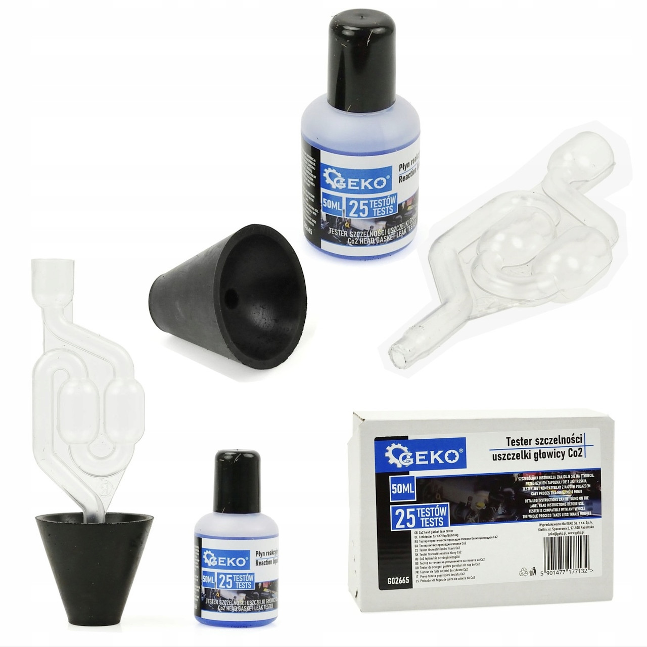 Тестер герметичності прокладки головки блока циліндрів ГБЦ СО2 на 25 тестів Geko G02665 Польща, фото 1