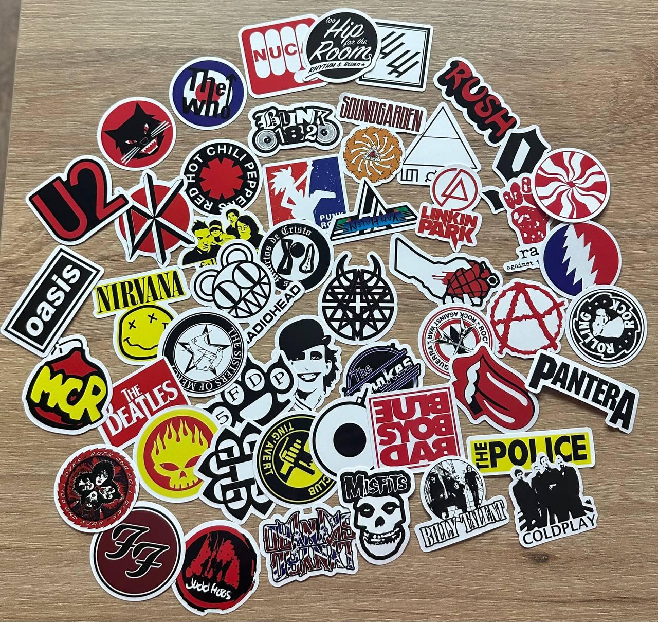 Стікер-пак ламінований RWB - Rock Bands - Logo, 50 шт