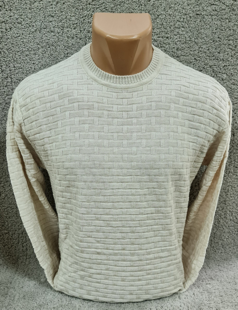 Светр чоловічий Triko демісезонний з круглим коміром однотонний молочний