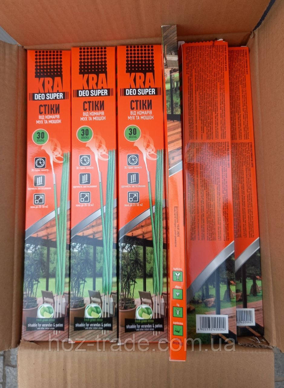 Інсектицидні палички стіки від комарів мух інших комах KRA DEO SUPER 30 шт./уп., фото 1