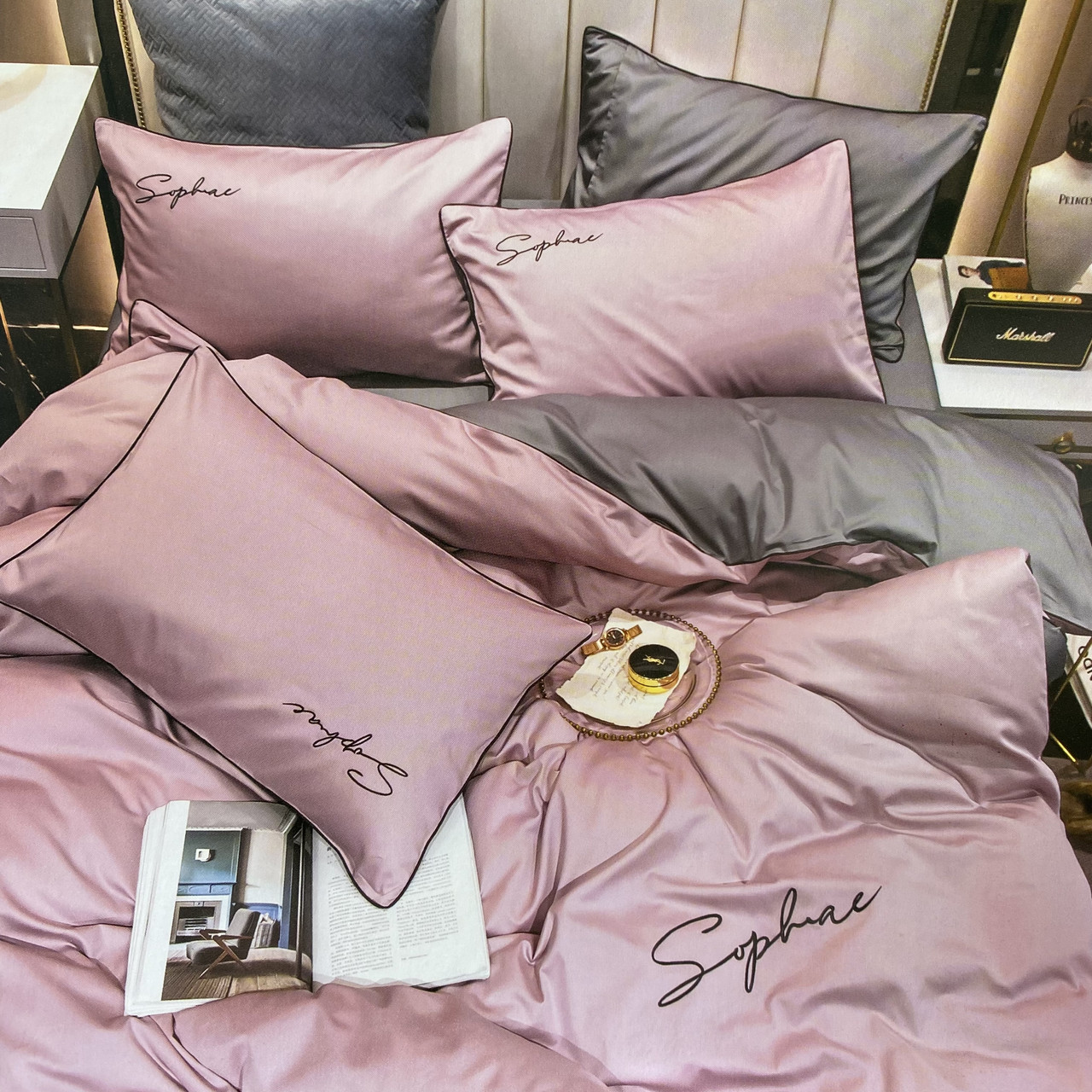 Готовий двоспальний комплект сатинової постільної білизни високої якості Розмір 2.0, фото 1