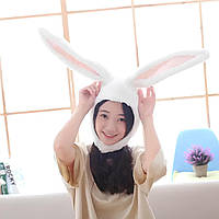 Шапка кролика біла, шапка з вухами зайця, шапка вуха кролика, шапка заєць, зверошапка біла, Rabbit Hat з ушками