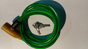 Замок на колесо (трос 1000*1 см) (з ключем) (зелений)