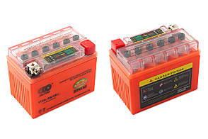Акумулятор 12V 4А гелевий (114x71x88, помаранчевий, з індикатором заряду)