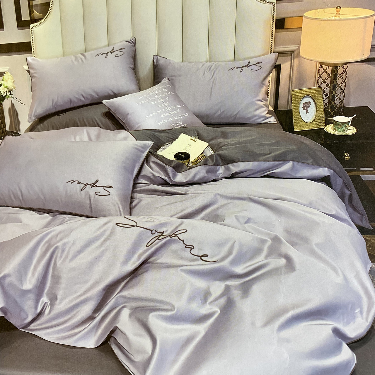 Готовий двоспальний комплект сатинової постільної білизни високої якості Розмір 2.0, фото 1