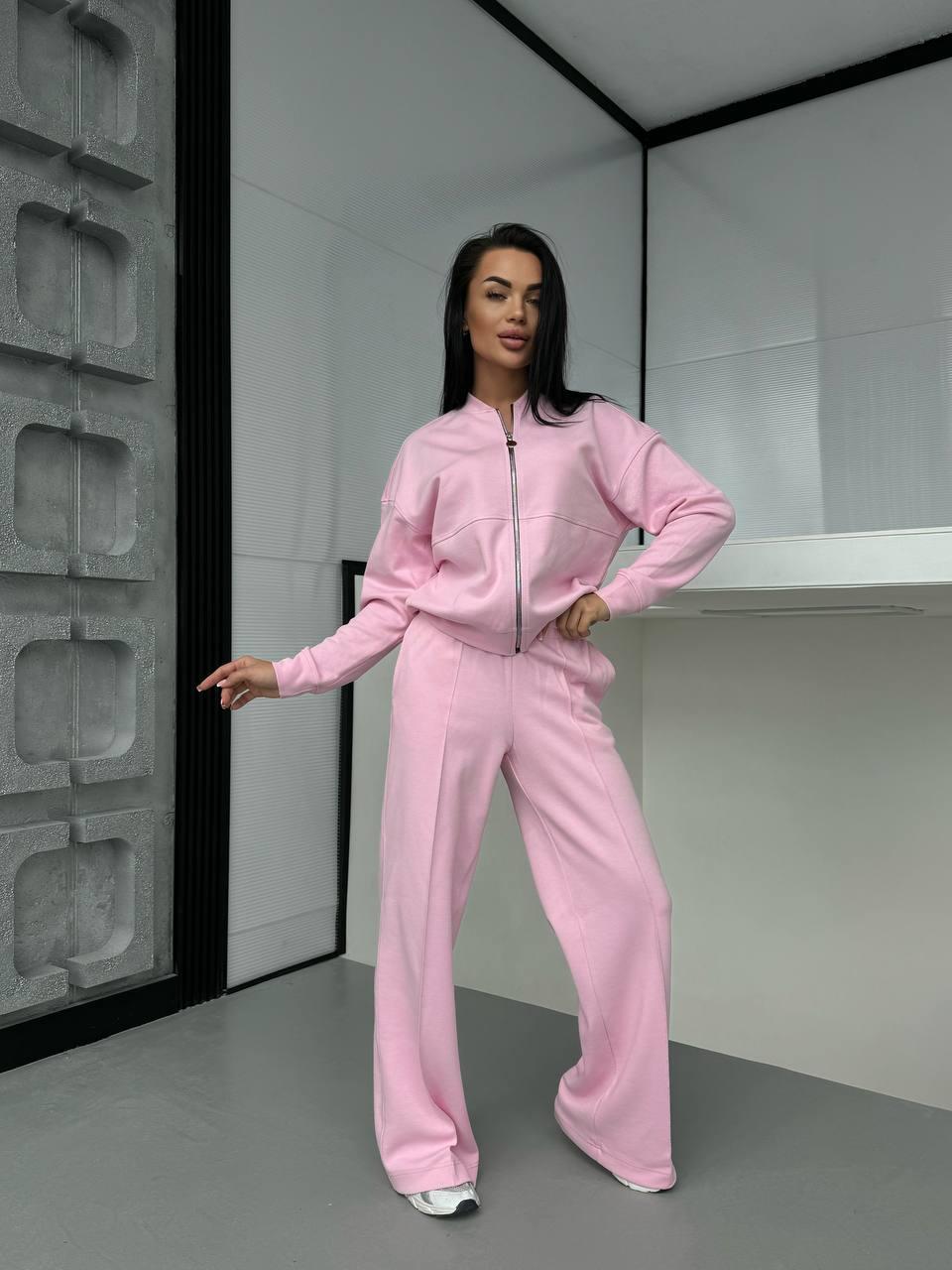 Жіночий спортивний костюм весна/літо в розмірах XS-XL бомбер і палаццо 90% бавовна
