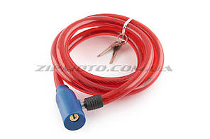 Замок на колесо (трос) (з ключем) (рожевий) (d-1 см)