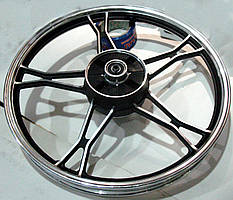 Диск колеса 1,6*17 (зад, барабан) (легкосплавний, чорний) мопед Дельта