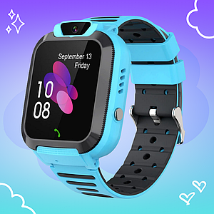Дитячий годинник Smart Baby Watch Q20 з GPS, SIM, дзвінками, камерою, SOS, IP67, чатом і сенсорним екраном Синій