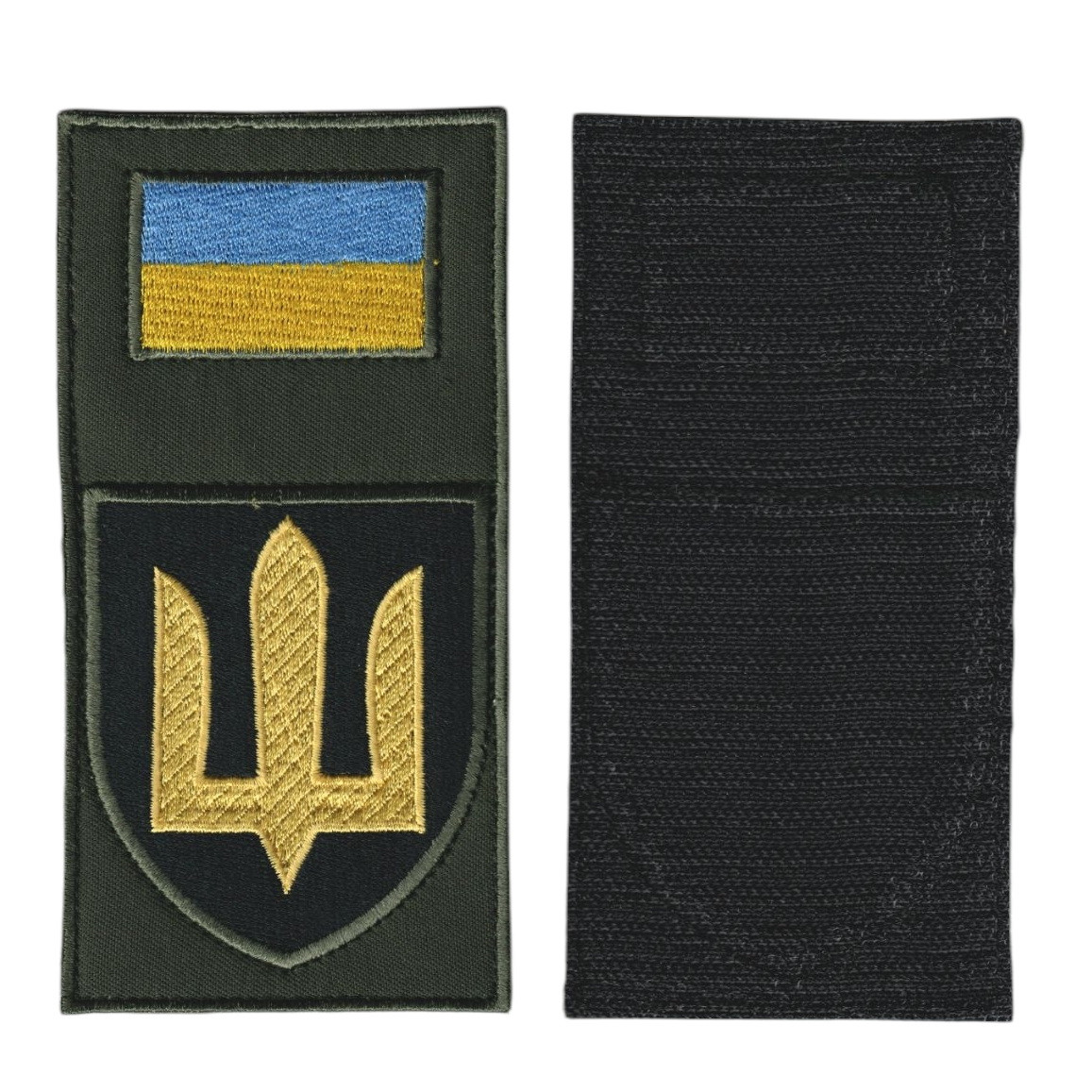 Шеврон військовий / армійський, тризуб Танкові війська, на чорному на оливці, ЗСУ. 14 см * 7 см, фото 1