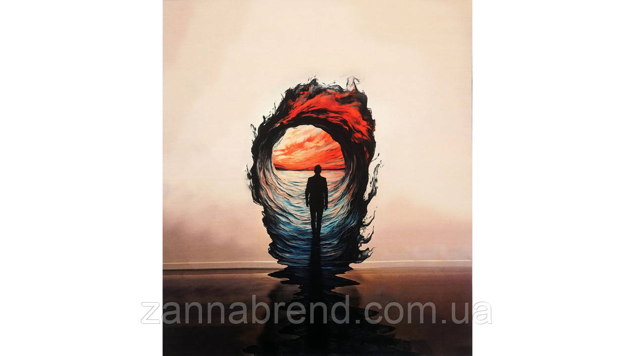 Стрейч-кулір (Супрем) колір бежево-коричневий Купон 67 × 58 см "Кордон світів" (Туреччина), фото 1