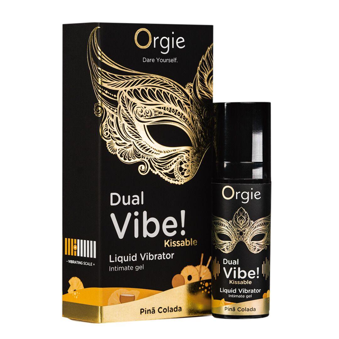 Рідкий гель-вібратор Orgie Dual Vibe Pina Colada Kissable Liquid Vibrator 15 мл, фото 1