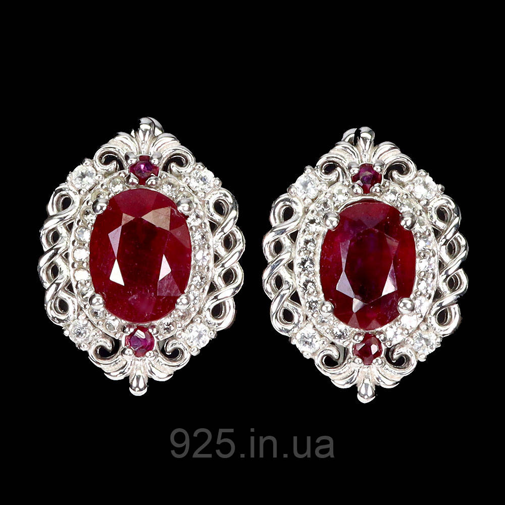 Сережки. Натуральний рубін. Срібло 925.