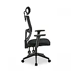 Стильне офісне крісло на колесах з ергономічною спинкою із сіткової тканини та регуляцією підголівника, чорне, фото 2