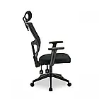 Стильне офісне крісло на колесах з ергономічною спинкою із сіткової тканини та регуляцією підголівника, чорне, фото 4