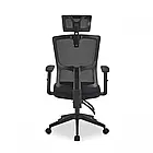 Стильне офісне крісло на колесах з ергономічною спинкою із сіткової тканини та регуляцією підголівника, чорне, фото 5