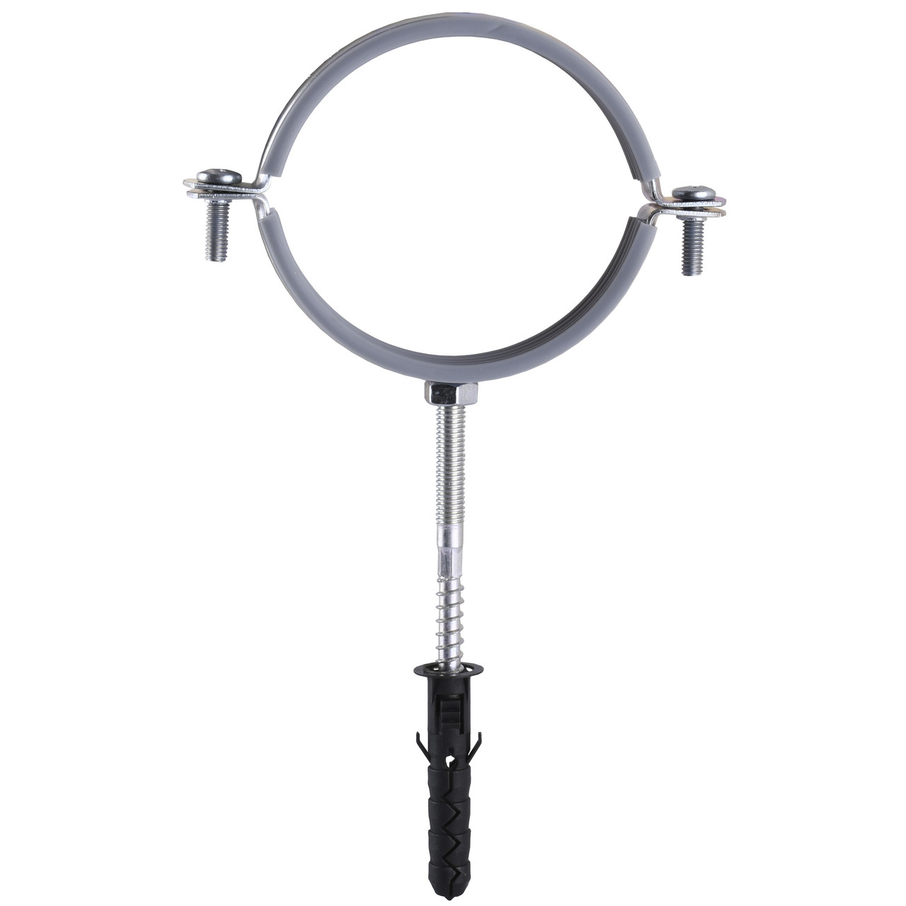 Хомут в зборi CR 3″ (85-94мм) з гвинтом-шурупом 8*100 та дюбелем в уп., сірий, фото 1