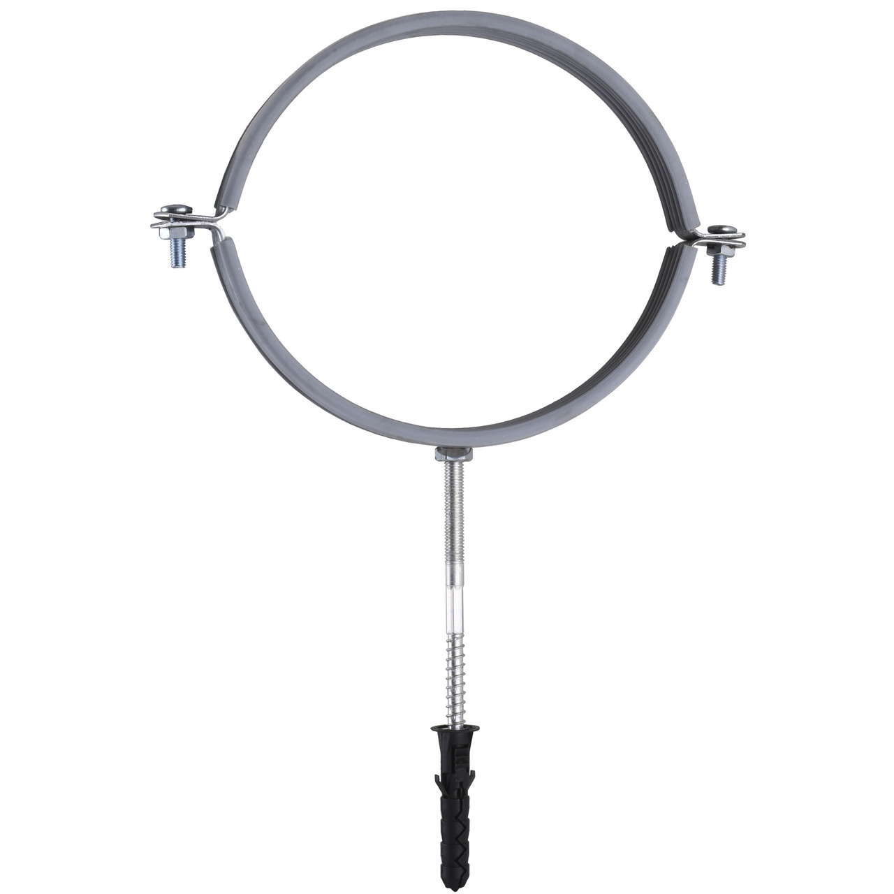 Хомут в зборi CR 6″ (158-168мм) з гвинтом-шурупом 8*120 та дюбелем в уп., сірий, фото 1