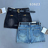 Жіночі джинсові шорти-спідниця  63623 (синій/чорний джинс) S,M,L,XL упаковка 4 шт, фото 2