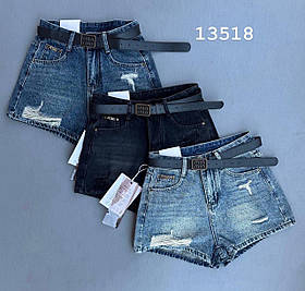 Жіночі джинсові шорти з потертостями синій/чорний джинс S,M,L,XL упаковка 4 шт 13518