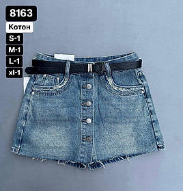 Жіноча джинсова спідниця-шорти 8163 синій/чорний джинс S,M,L,XL упаковка 4 шт