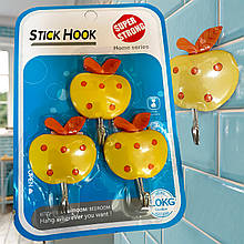 Настінні декоративні самоклеючі гачки StickHook 3 шт Яблуко (YAB)