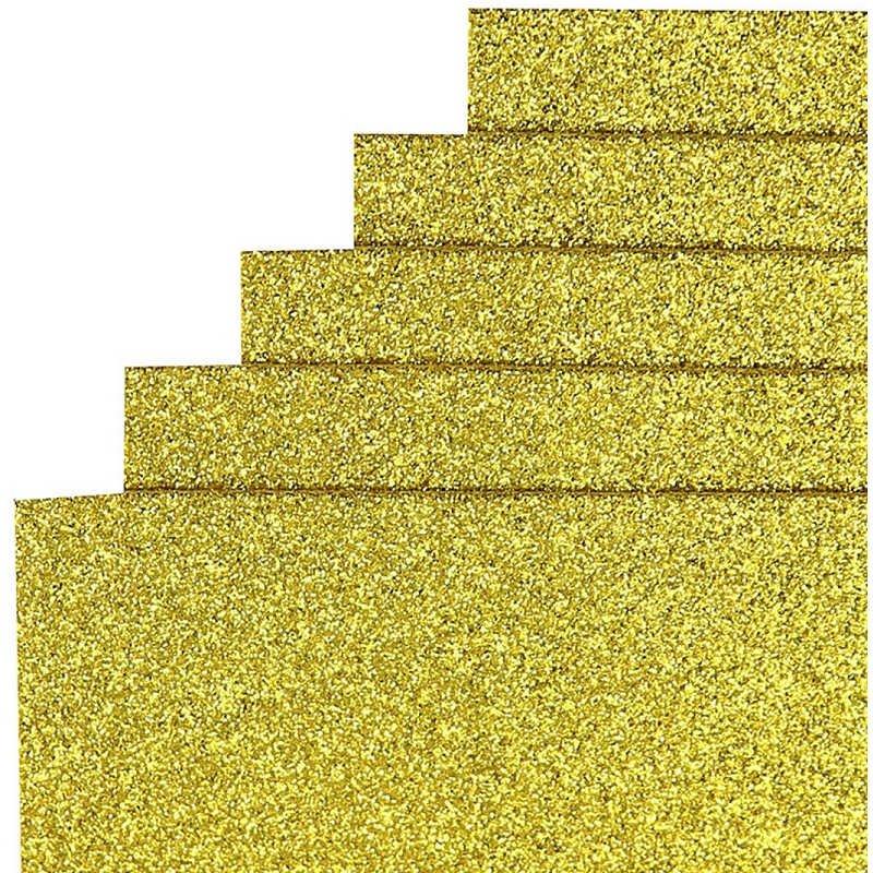 Фоаміран EVA 1,7±0,1 мм жовтий GLITTER HQ A4 10 аркушів 17GLA4-039 G-Rich, фото 1