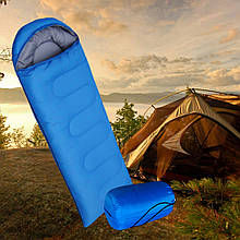 Спальний мішок для кемпінгу, походів та відпочинку на природі 180+30 см, Синій