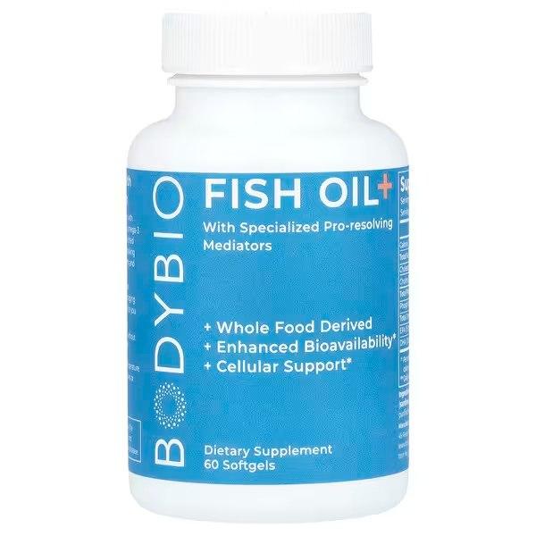 BodyBio Fish Oil+ / Риб'ячий жир для підтримки серця й мозку 60 капсул
