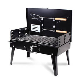 Розкладний мангал RIAS Portable Barbecue Grill з лопаткою та вилкою 43x26x46см (3_06427)