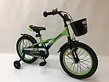 Дитячий велосипед 20 дюймів Kawasaki-Ninja K2020, зелений, з кошиком та допоміжними колесами, фото 6