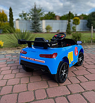 Дитячий спортивний електромобіль кабріолет зі спойлером Cabrio 6V 5A (пульт, LED-фари, музика, педаль газу), Синій, фото 6