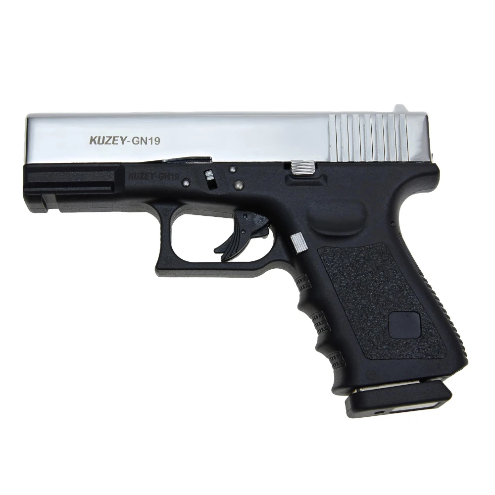Стартовий пістолет Kuzey GN19 shiny chrome, з дод. магазином (Glock 19)