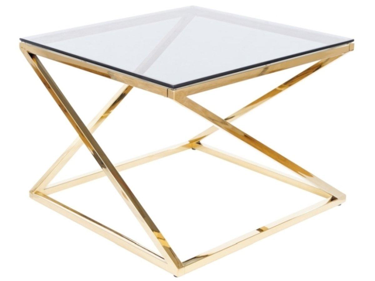 Журнальний столик LIAM 60X60 димчасте скло/золото