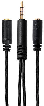 Розгалужувач Hator Jack 3.5mm M / 2xJack 3.5mm F 0.2m Black (ACC-214), фото 3