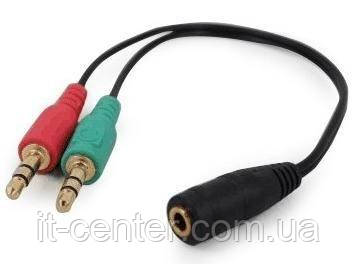 Розгалужувач Cablexpert Jack 3.5mm F / 2x3.5mm M 0.2m Black (CCA-418), фото 1