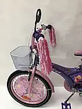 Дитячий велосипед 18 дюймів Racer-girl, двоколісний, з кошиком і сидінням для ляльки, фіолетовий, фото 5