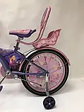 Дитячий велосипед 18 дюймів Racer-girl, двоколісний, з кошиком і сидінням для ляльки, фіолетовий, фото 6