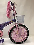 Дитячий велосипед 18 дюймів Racer-girl, двоколісний, з кошиком і сидінням для ляльки, фіолетовий, фото 8